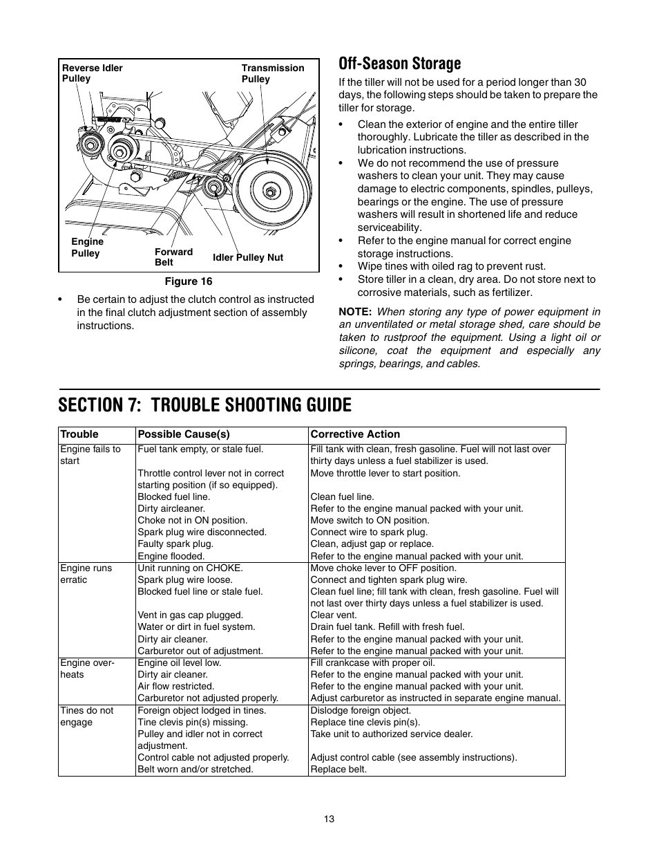 Figure 16, Off-season storage | MTD 393 User Manual | Page 13 / 20