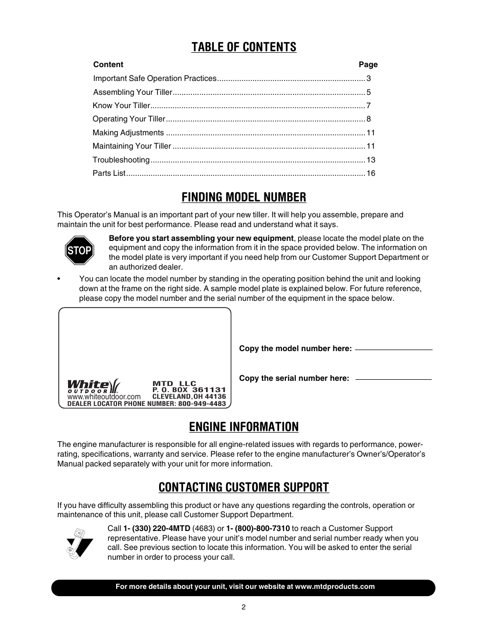 MTD 393 User Manual | Page 2 / 20
