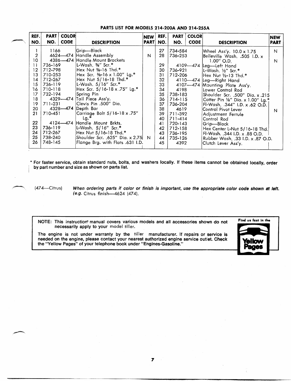 The engine is not under warranty by the | MTD 214-200A User Manual | Page 7 / 12