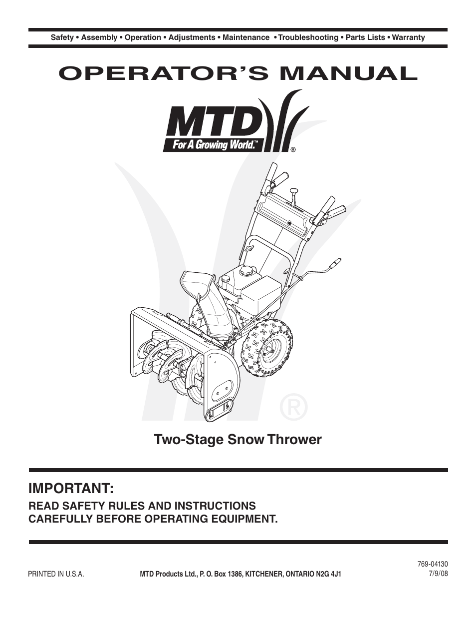 MTD Style L User Manual | 48 pages