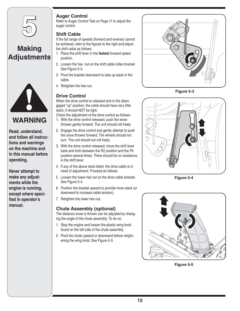 Making adjustments, Warning | MTD Style L User Manual | Page 12 / 48