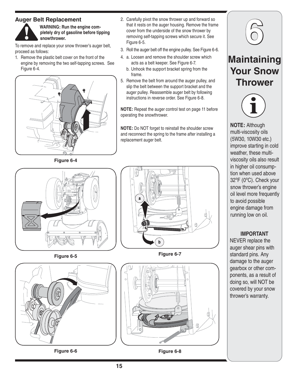Maintaining your snow thrower | MTD Style L User Manual | Page 15 / 48
