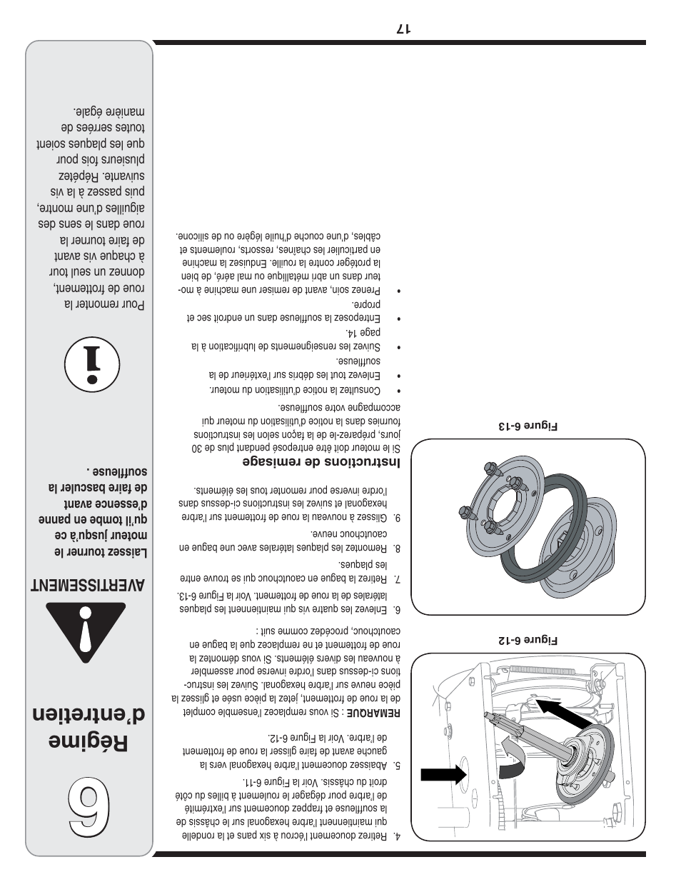 Régime d’entretien, Aver tissement | MTD Style L User Manual | Page 32 / 48