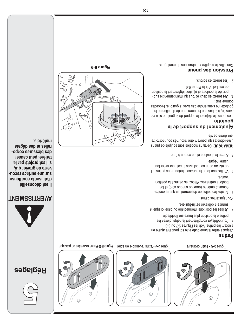 Réglag es, Aver tissment | MTD Style L User Manual | Page 36 / 48