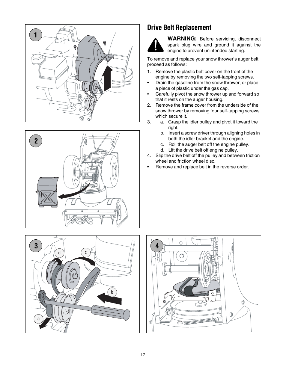 Drive belt replacement | MTD 6DE User Manual | Page 17 / 28