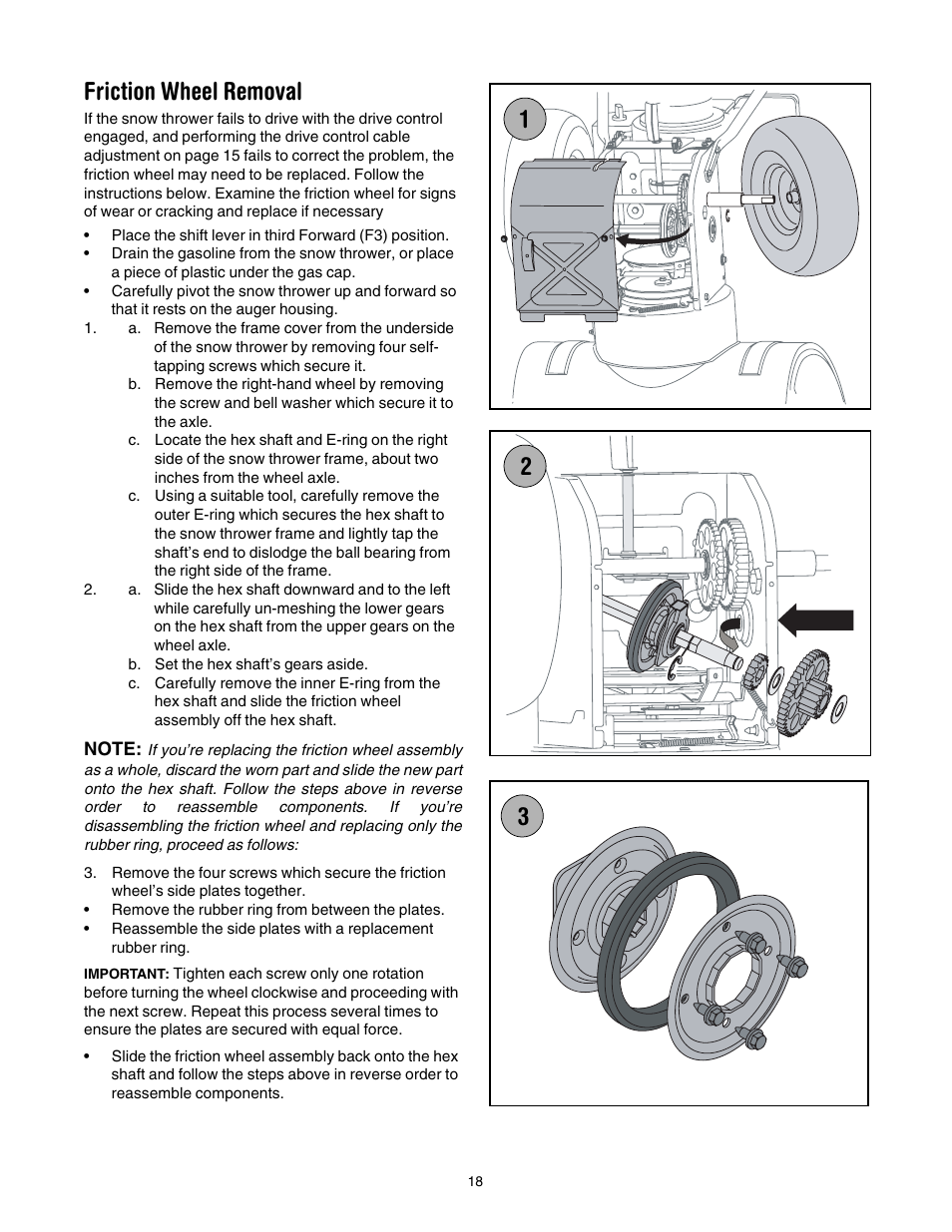 Friction wheel removal | MTD 6DE User Manual | Page 18 / 28