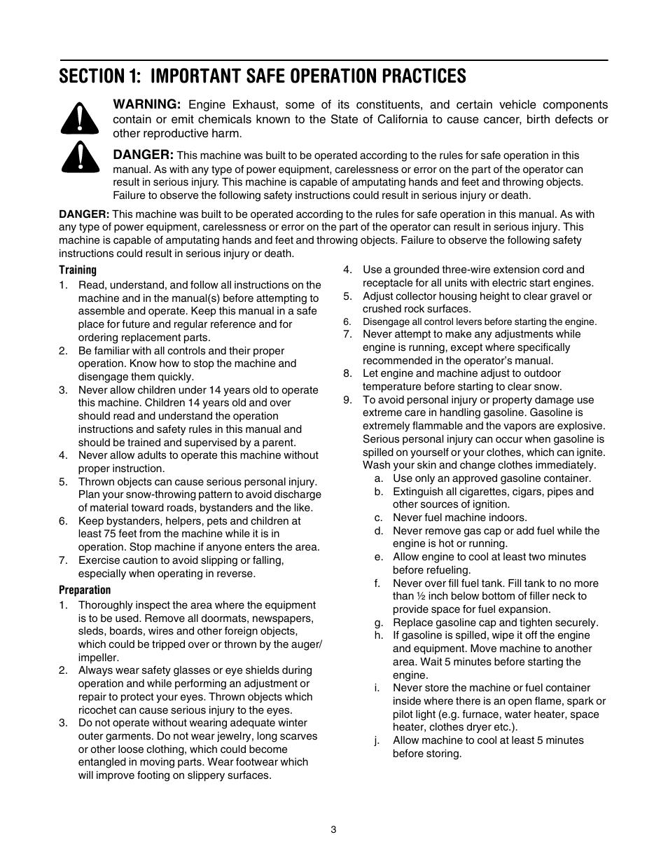 Section 1: important safe operation practices | MTD 6DE User Manual | Page 3 / 28