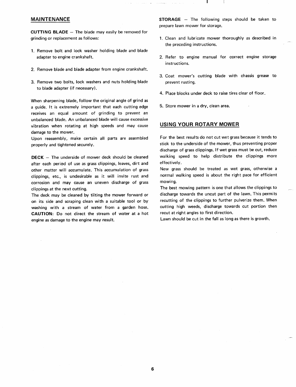 Maintenance, Using your rotary mower | MTD 113-070 User Manual | Page 6 / 8