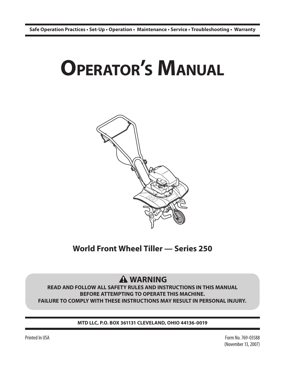 MTD 250 Series User Manual | 36 pages