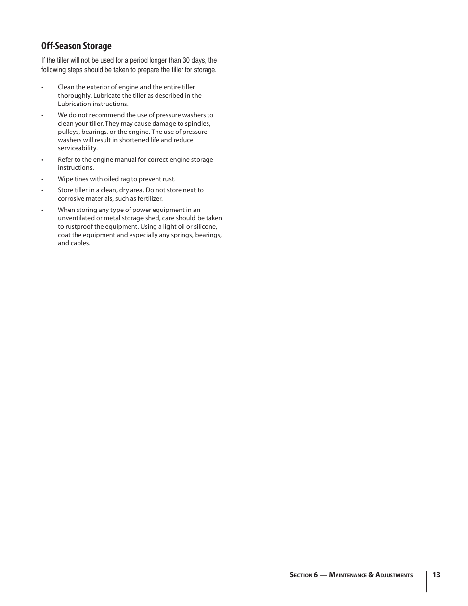 Off-season storage | MTD 250 Series User Manual | Page 13 / 36
