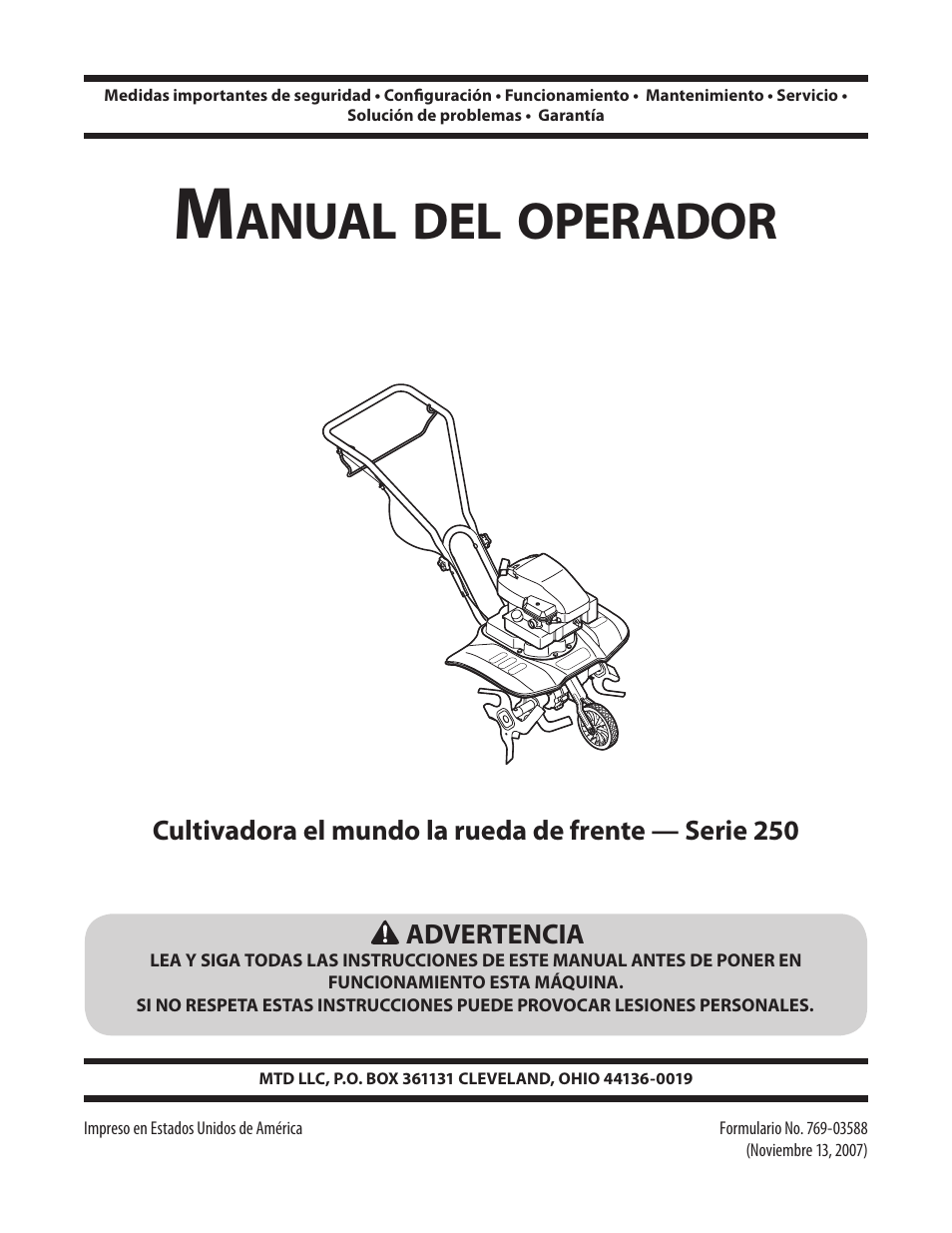 Anual, Operador | MTD 250 Series User Manual | Page 21 / 36