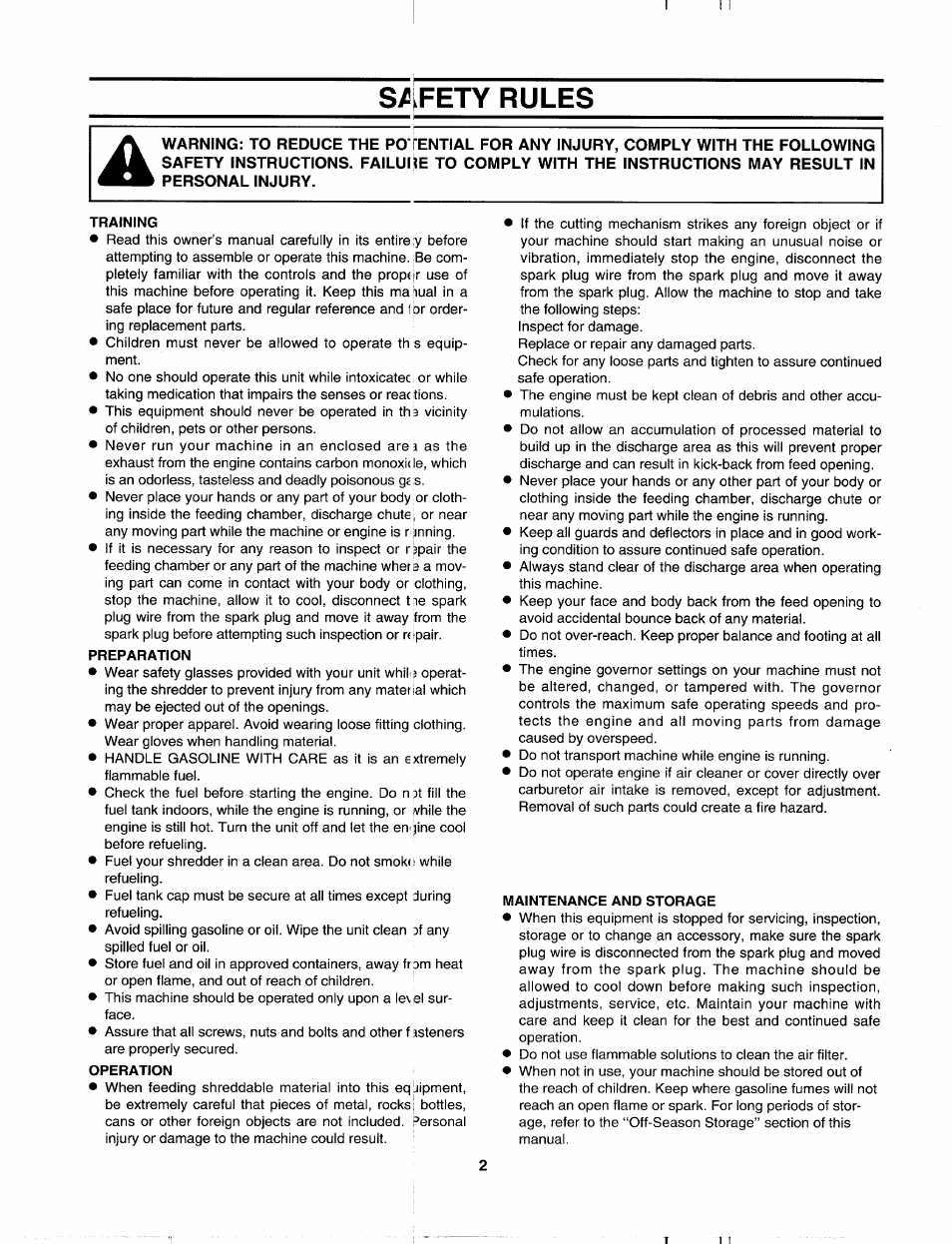 S/ifety rules | MTD 243-651B000 User Manual | Page 2 / 12