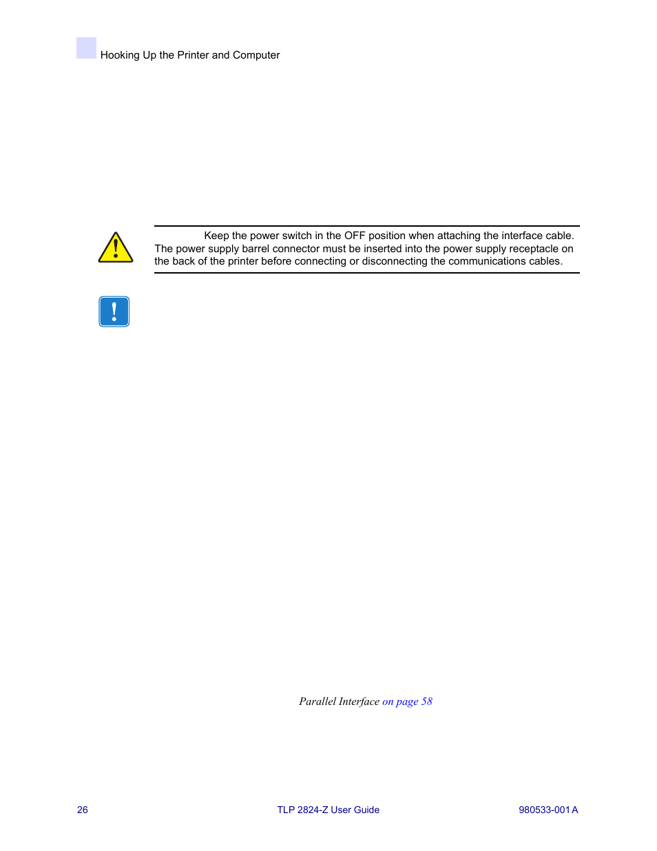 Hooking up the printer and computer, Interface cable requirements | MTD TLP 2824-Z User Manual | Page 26 / 64