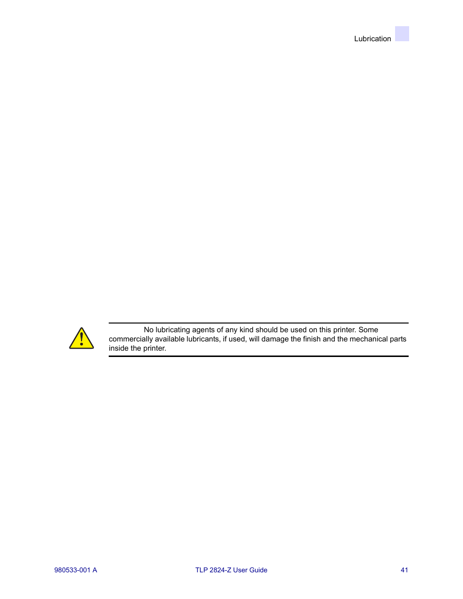 Platen considerations, Lubrication | MTD TLP 2824-Z User Manual | Page 41 / 64