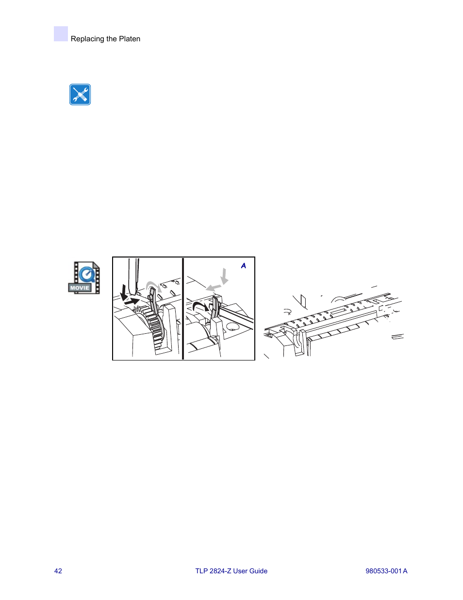 Replacing the platen | MTD TLP 2824-Z User Manual | Page 42 / 64