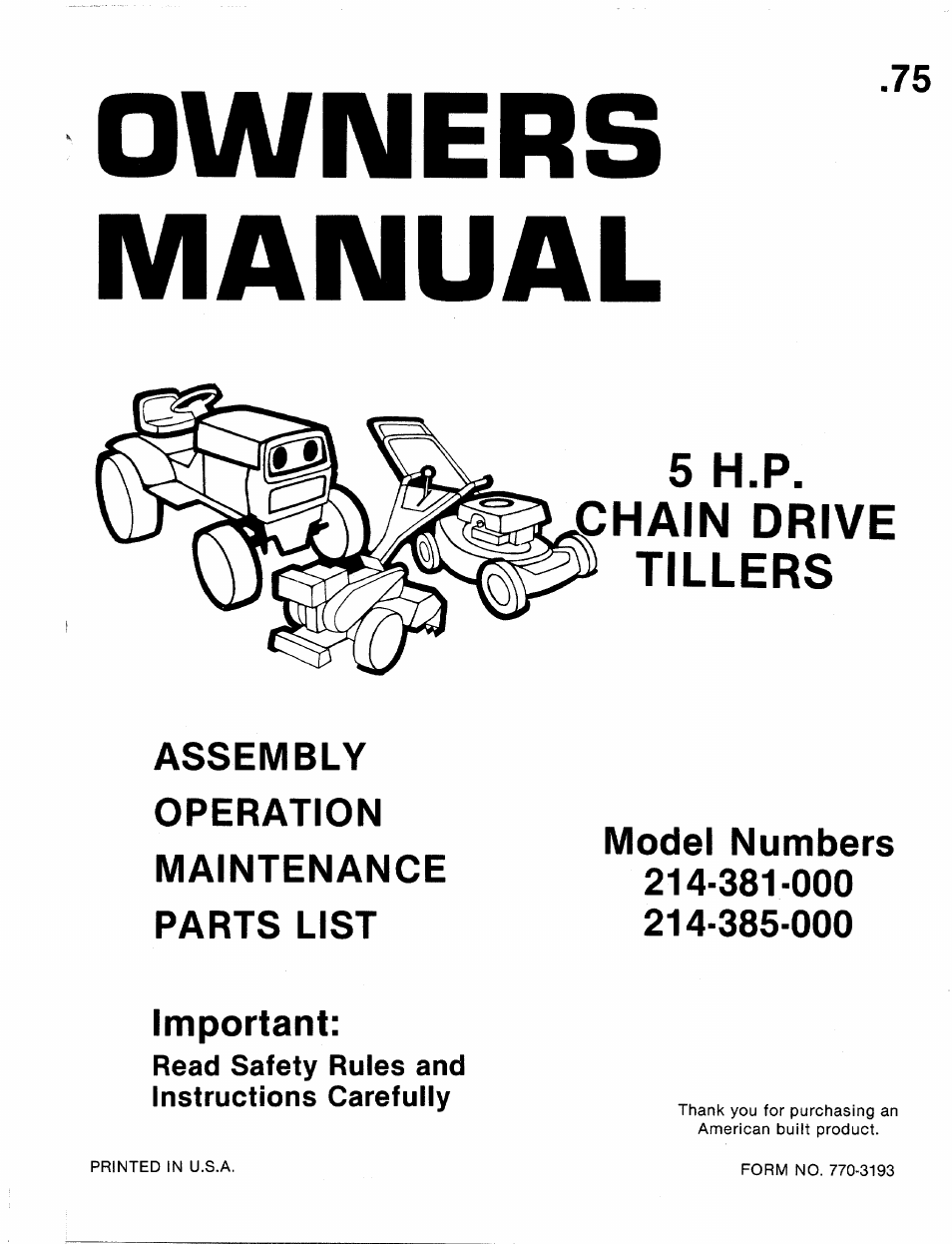 MTD 214-381-000 User Manual | 23 pages