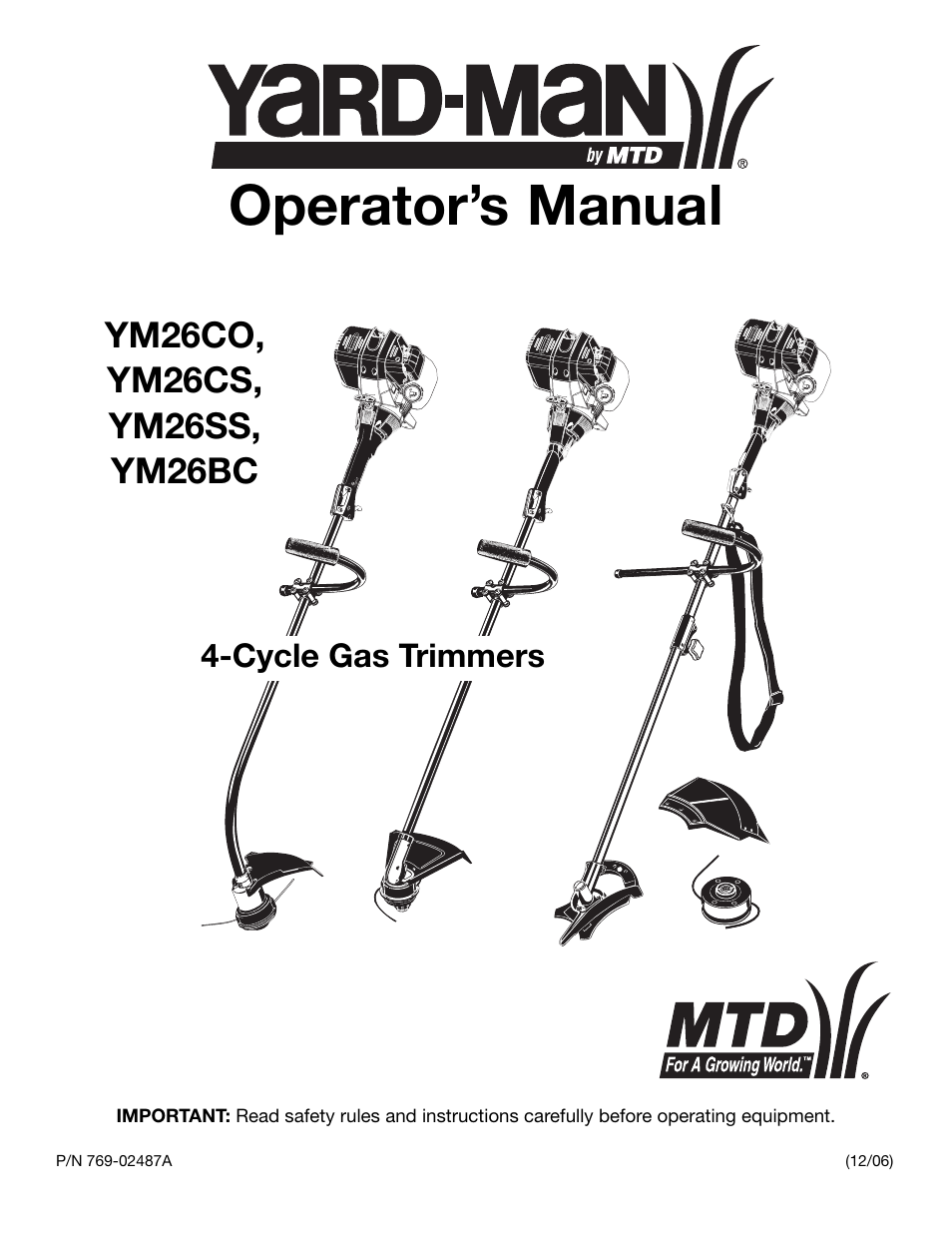 MTD YM26CO User Manual | 104 pages