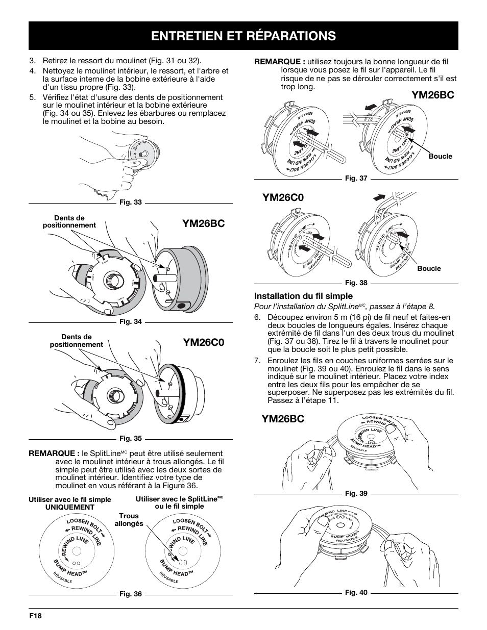 Entretien et réparations, Ym26bc | MTD YM26CO User Manual | Page 50 / 104