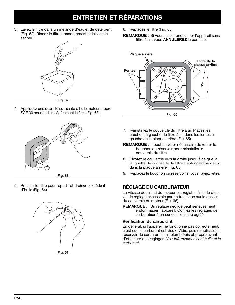 Entretien et réparations | MTD YM26CO User Manual | Page 56 / 104