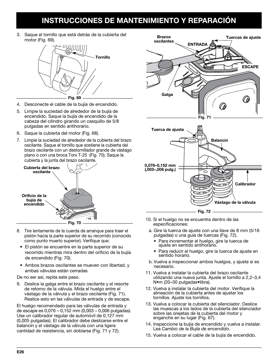 Instrucciones de mantenimiento y reparación | MTD YM26CO User Manual | Page 90 / 104