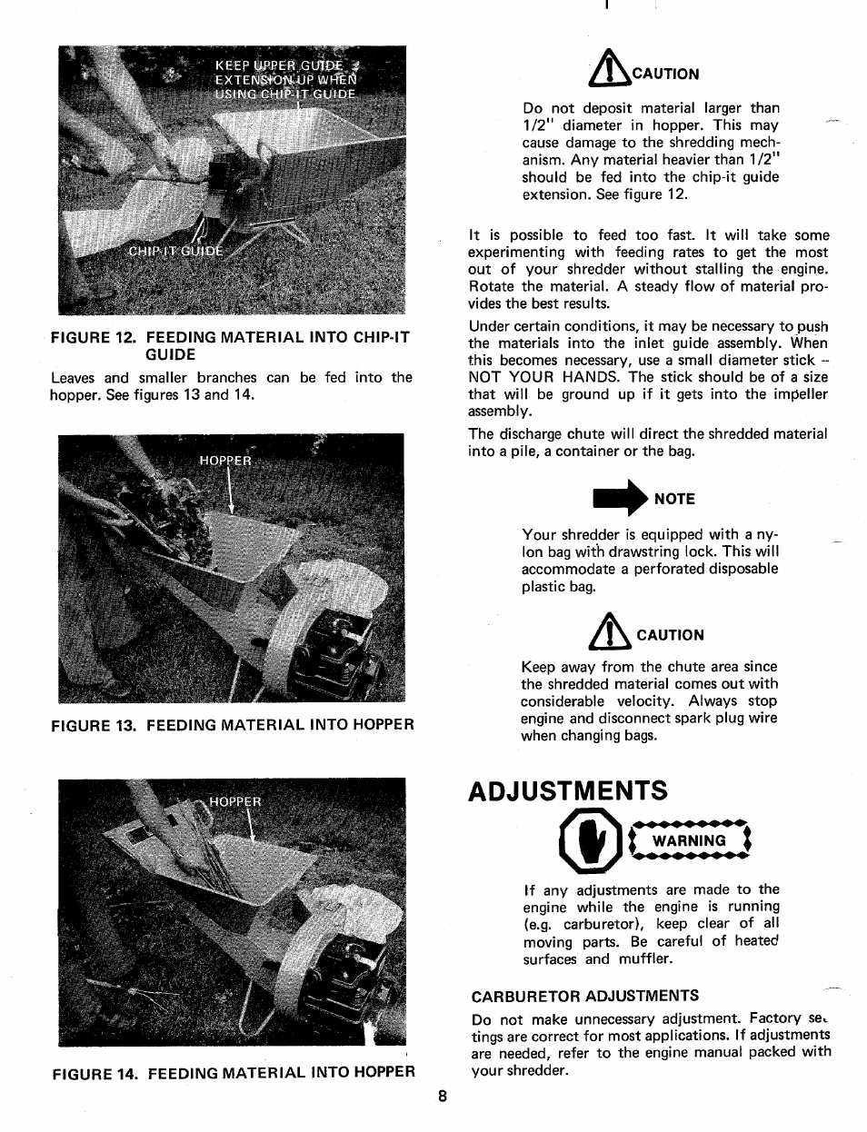 Carburetor adjustments, Adjustments | MTD 242-650A User Manual | Page 8 / 12