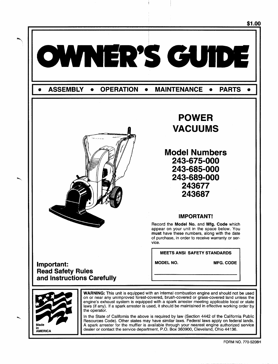 MTD 243-685-000 User Manual | 12 pages