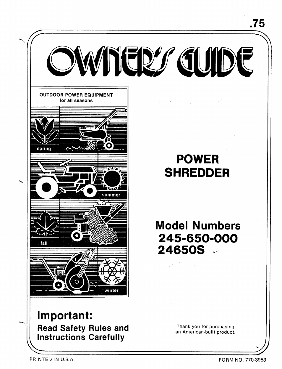 MTD 245-650-000 User Manual | 12 pages