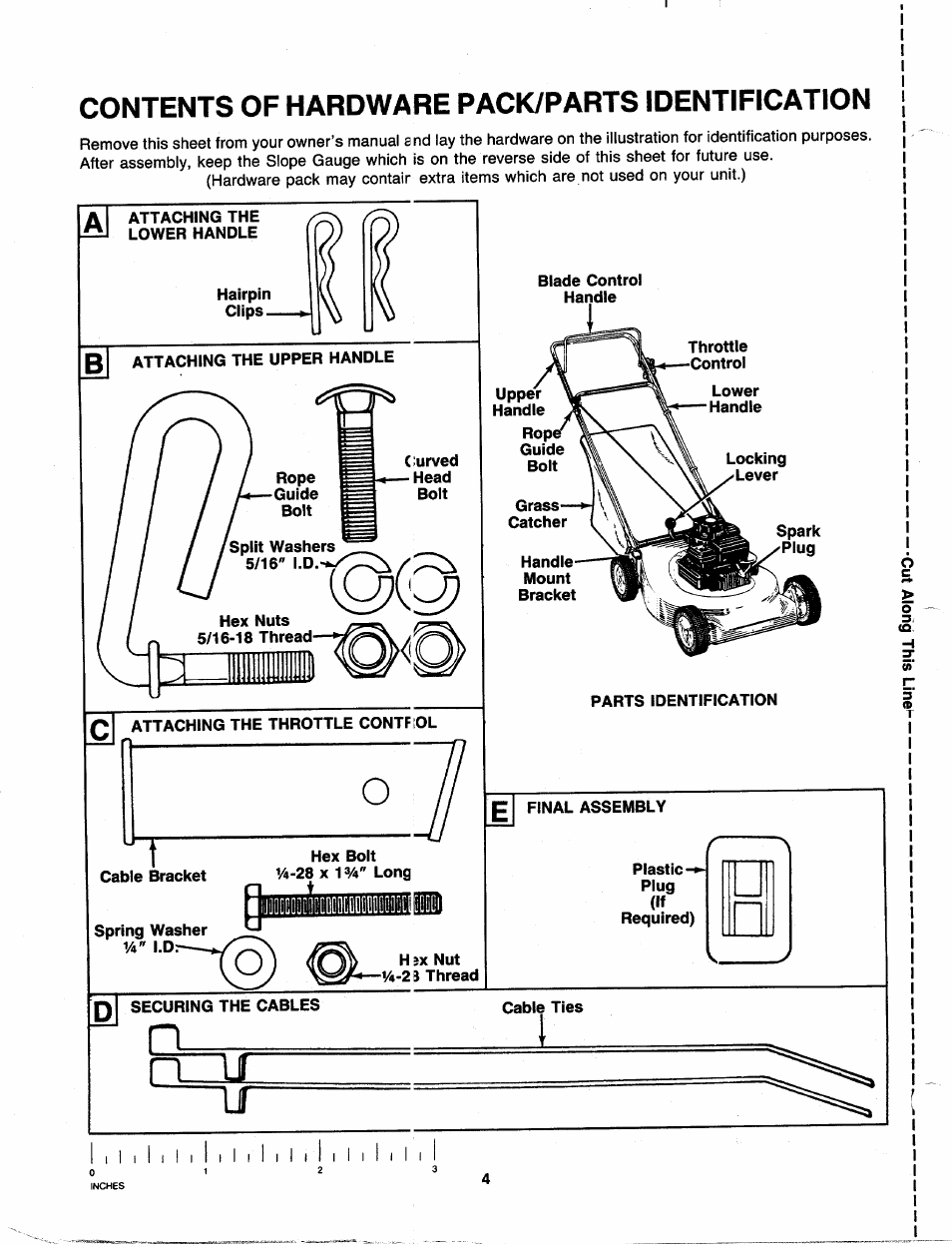 Contents of hardware pack/parts identification, Nulc, Iiimiimi | MTD 110-300R000 User Manual | Page 4 / 20