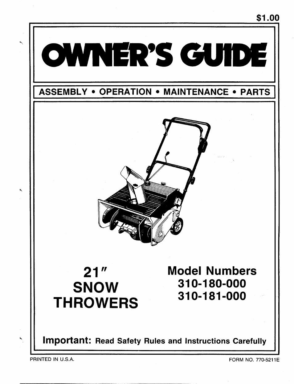 MTD 310-181-000 User Manual | 16 pages