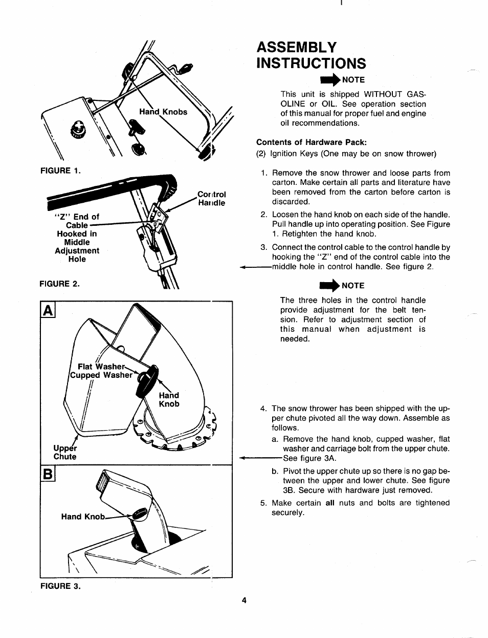 Note, Contents of hardware pack, Assembly instructions | MTD 310-181-000 User Manual | Page 4 / 16