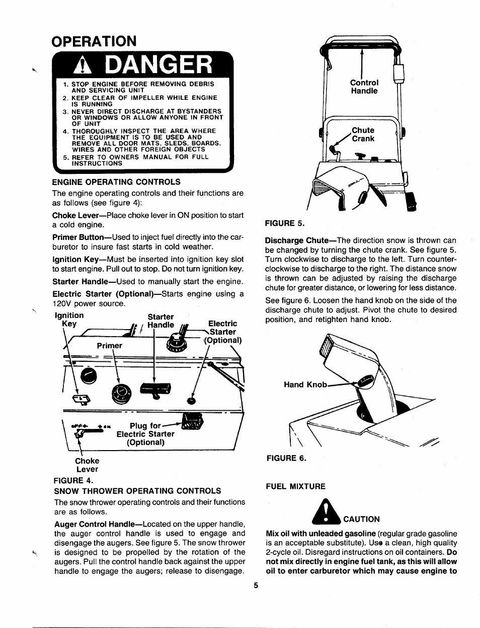 Danger, Operation | MTD 310-181-000 User Manual | Page 5 / 16