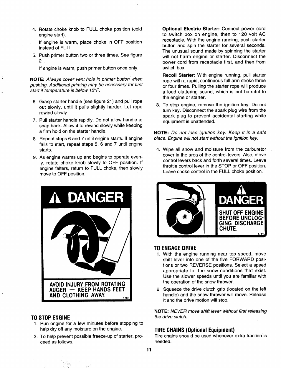 A danger, Danger | MTD 312-980I000 User Manual | Page 11 / 28