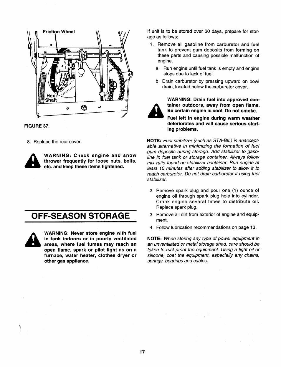 Off-season storage | MTD 312-980I000 User Manual | Page 17 / 28