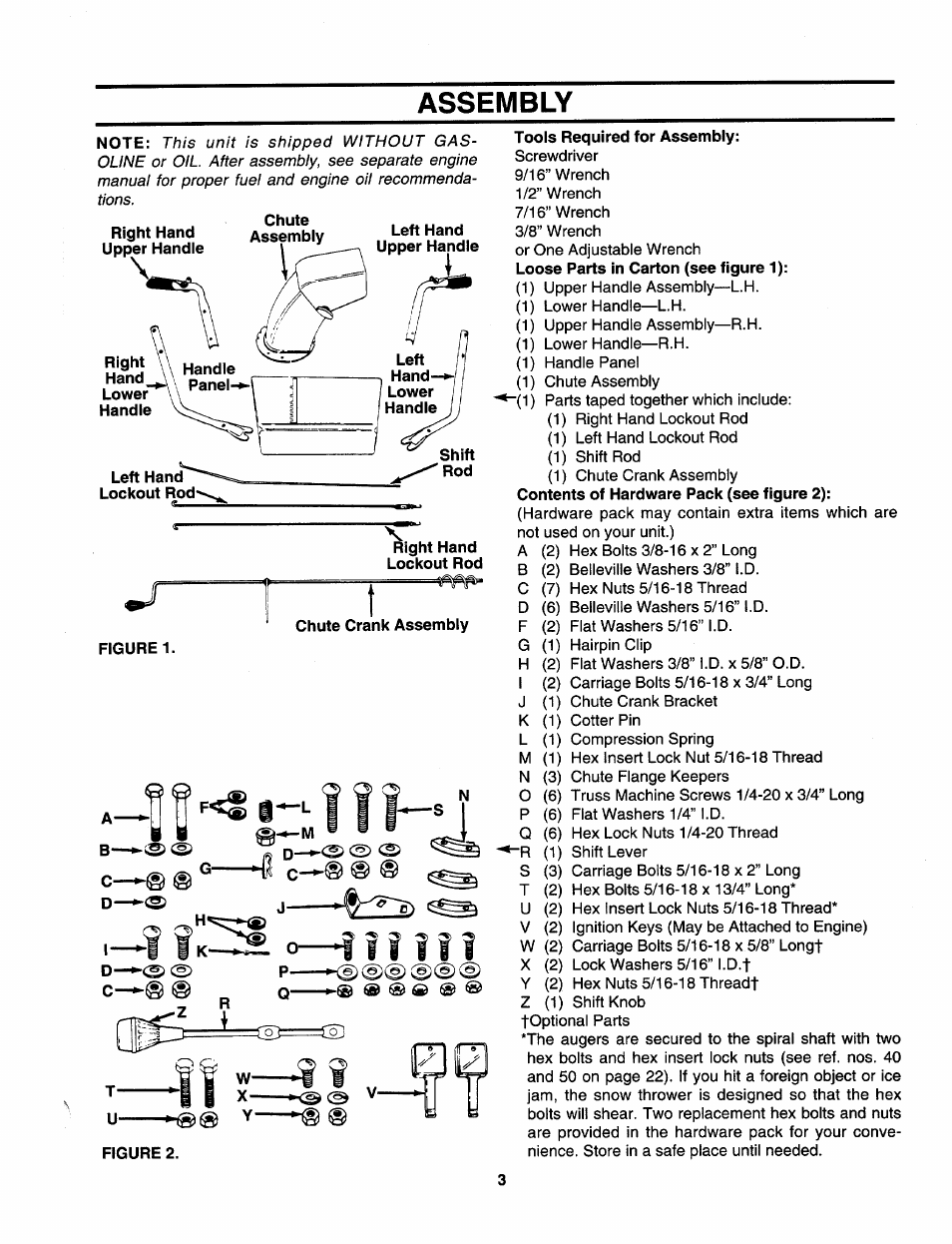 Assembly, Chute crank assembly, Figure 1 | MTD 312-980I000 User Manual | Page 3 / 28