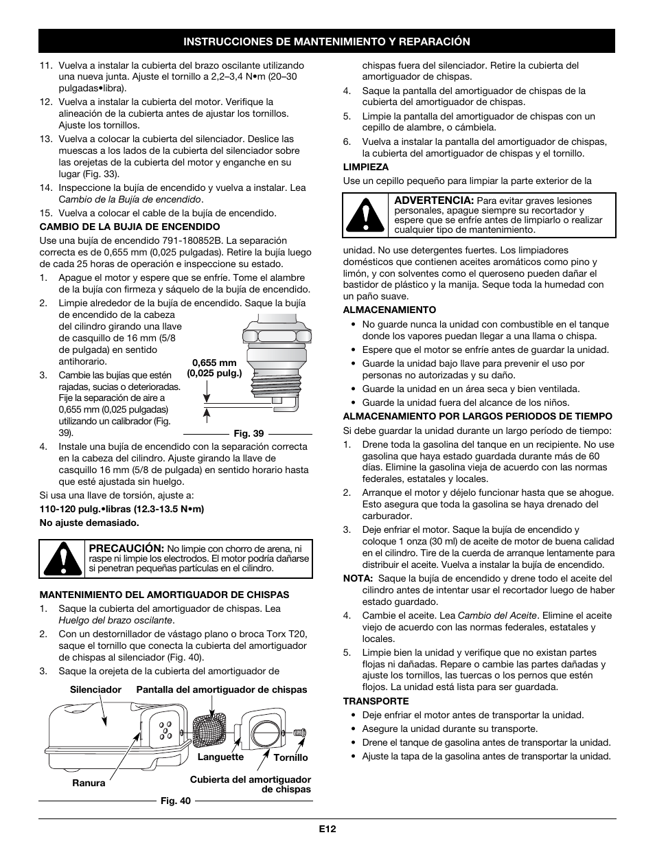 MTD TB26CO User Manual | Page 44 / 52