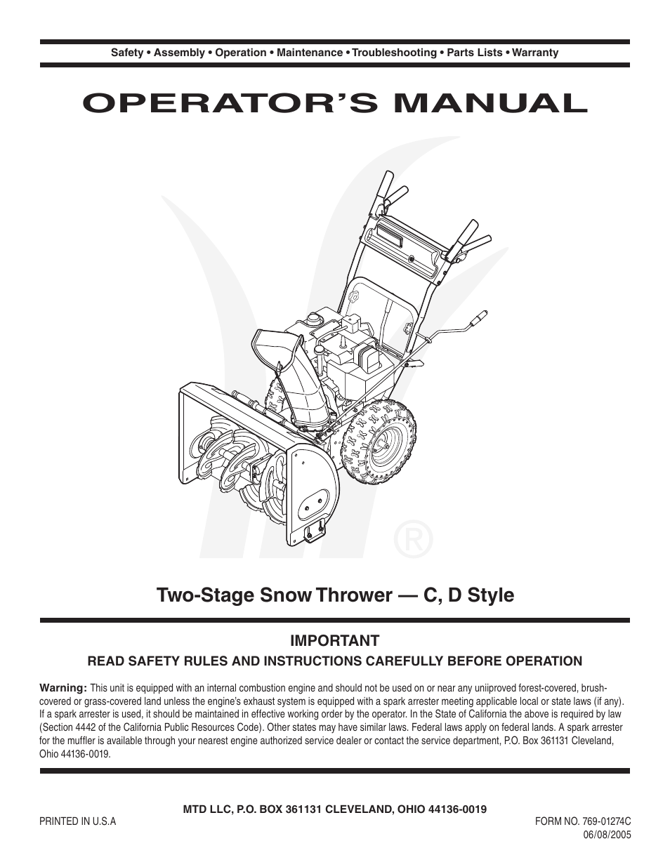 MTD D Style User Manual | 28 pages