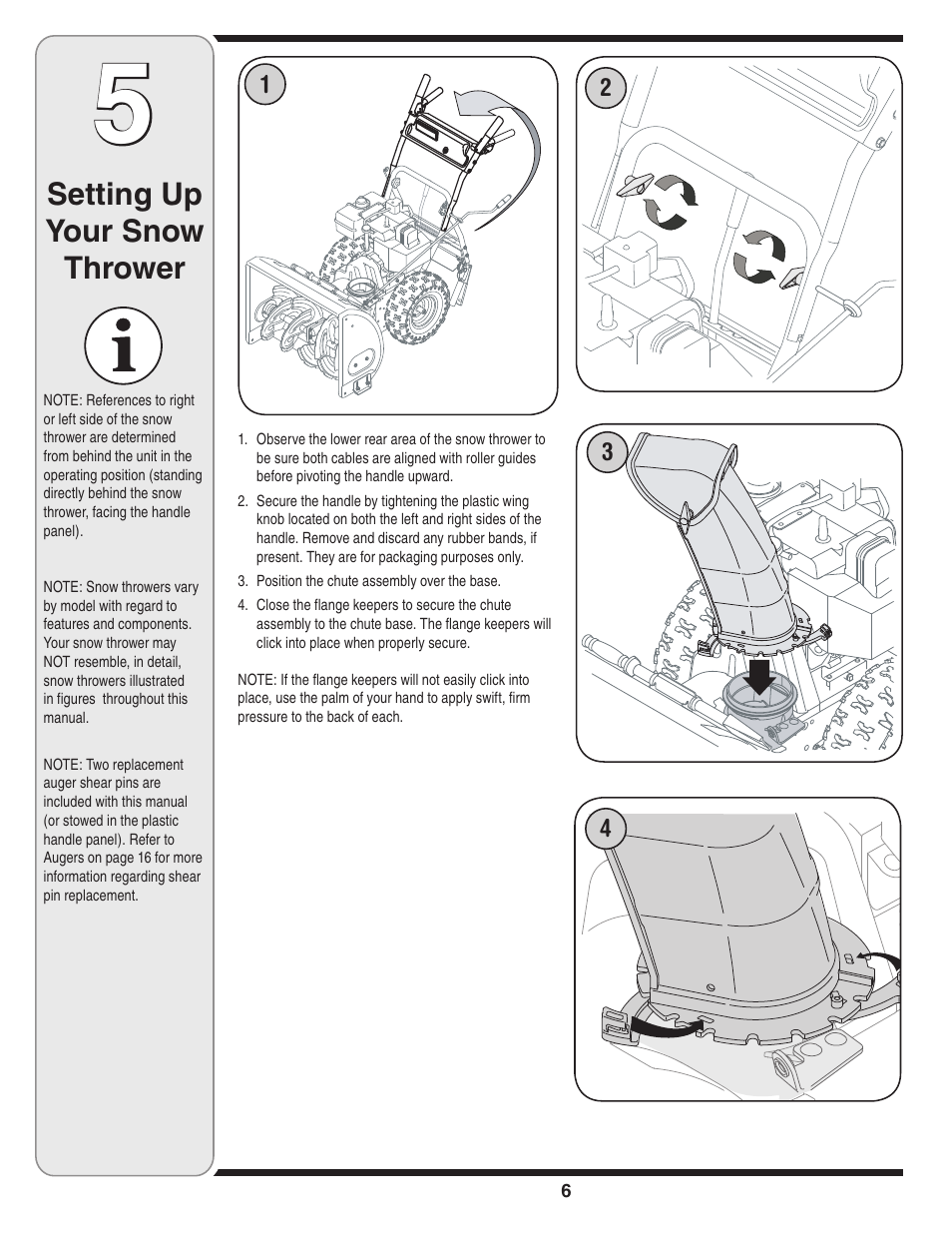 Setting up your snow thrower | MTD D Style User Manual | Page 6 / 28