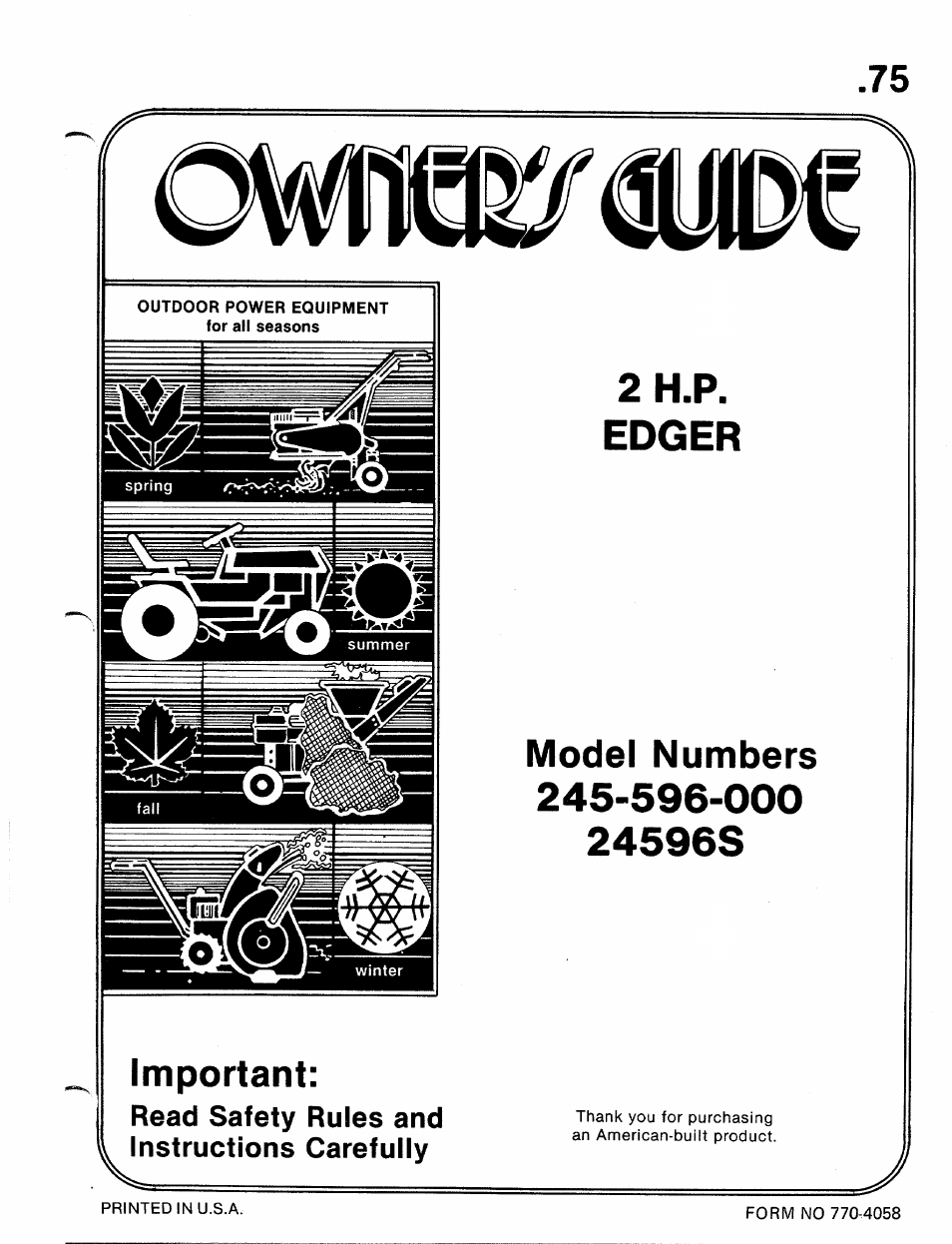 MTD 245-596-000 User Manual | 12 pages