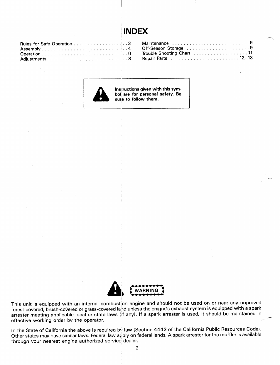 Index | MTD 24650-9 User Manual | Page 2 / 16