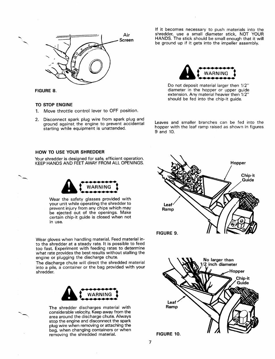 To stop engine, How to use your shredder | MTD 24650-9 User Manual | Page 7 / 16
