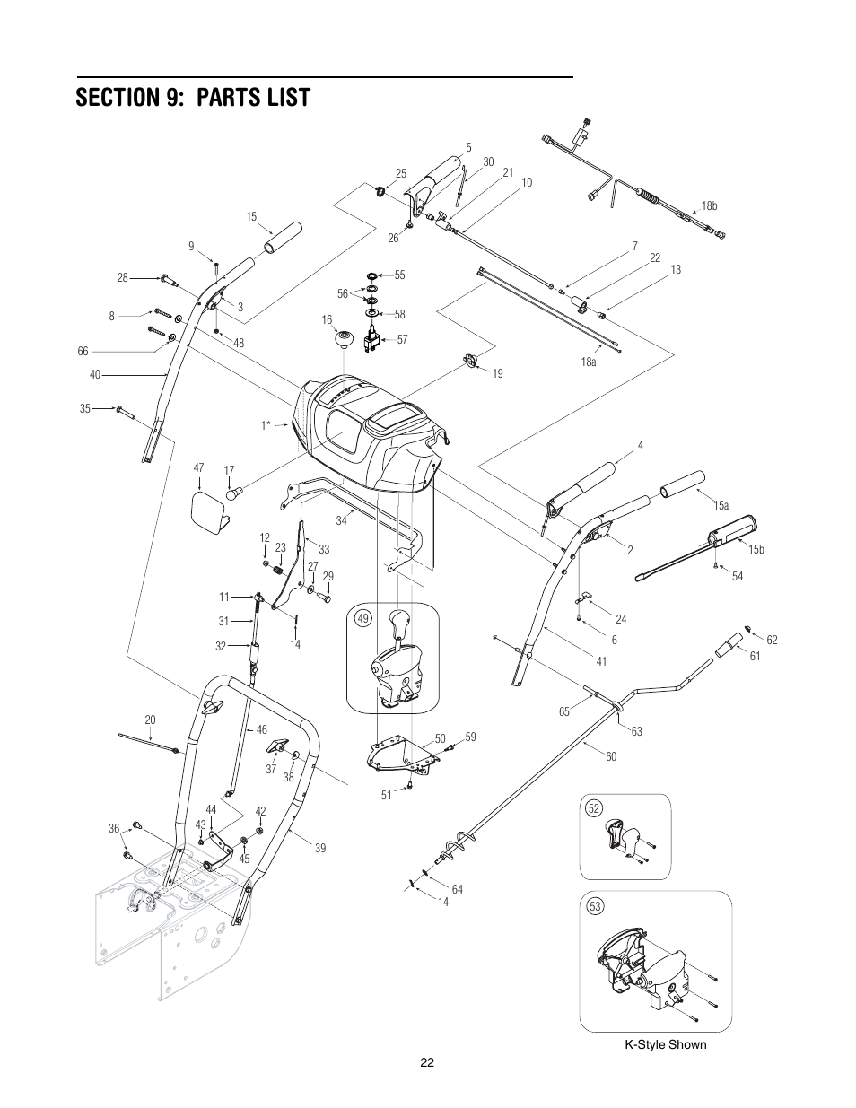 Section 9: parts list | MTD 769-01276A User Manual | Page 22 / 28