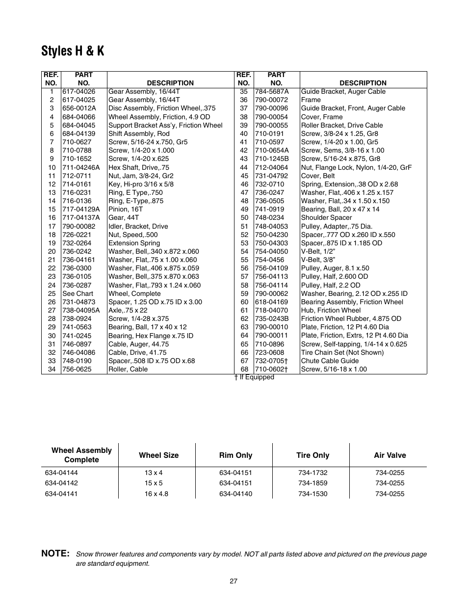 Styles h & k | MTD 769-01276A User Manual | Page 27 / 28