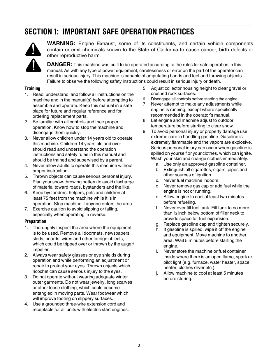 Section 1: important safe operation practices | MTD 769-01276A User Manual | Page 3 / 28