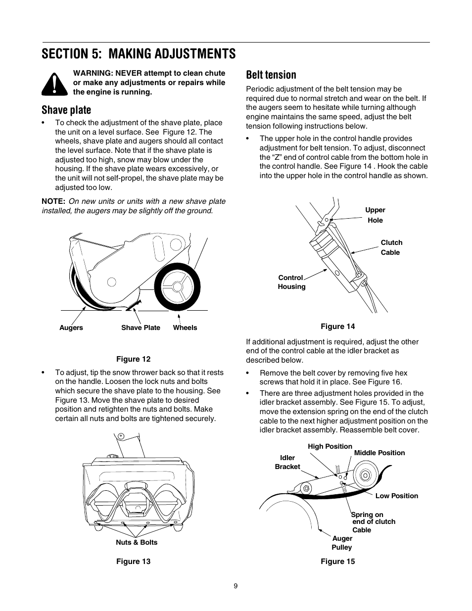 Shave plate, Belt tension | MTD E173 User Manual | Page 9 / 24