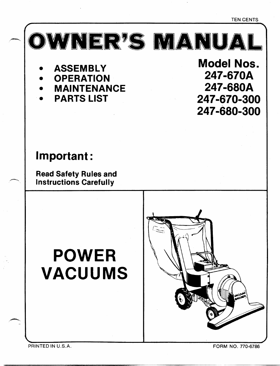 MTD 247-680-300 User Manual | 12 pages