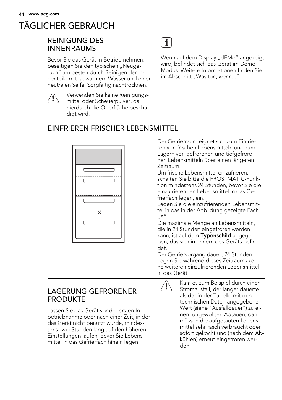 Täglicher gebrauch | AEG S92500CNM0 User Manual | Page 44 / 92