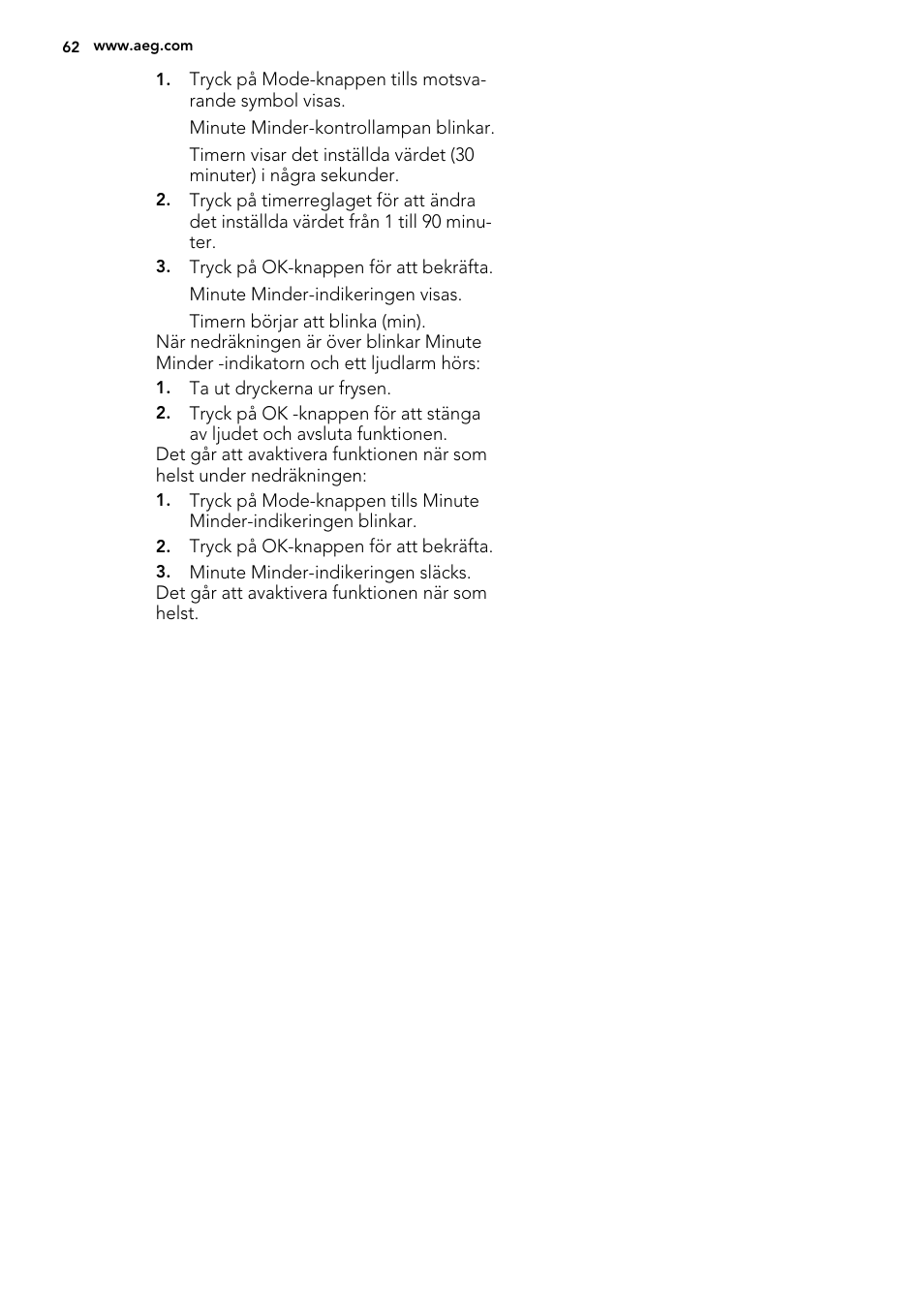 AEG S92500CNM0 User Manual | Page 62 / 92