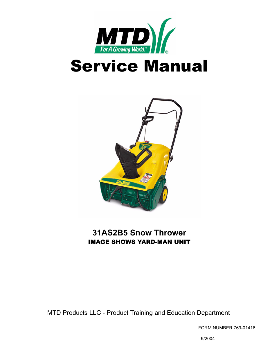 MTD 31AS2B5 User Manual | 13 pages