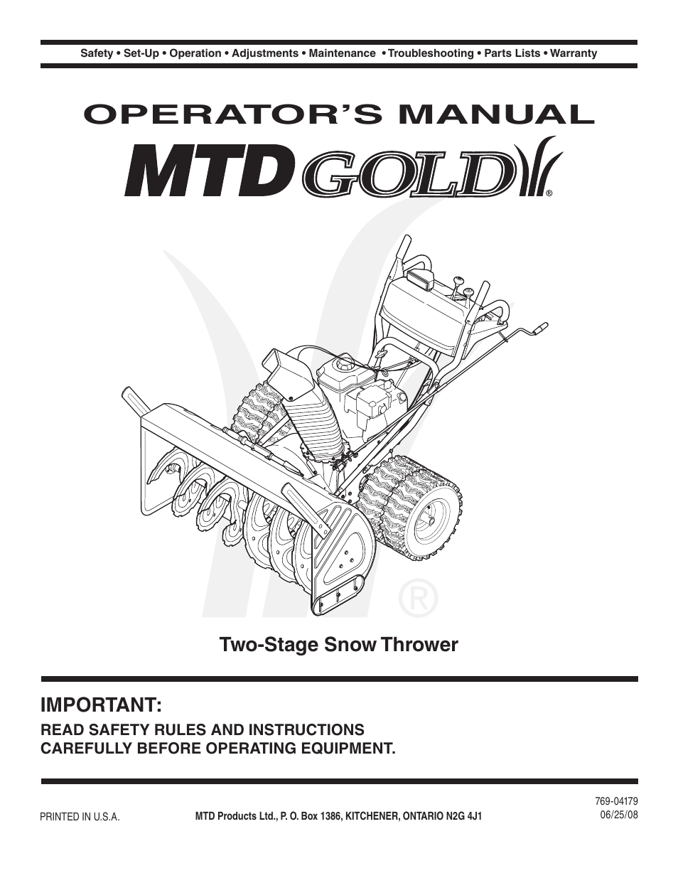 MTD 769-04179 User Manual | 56 pages