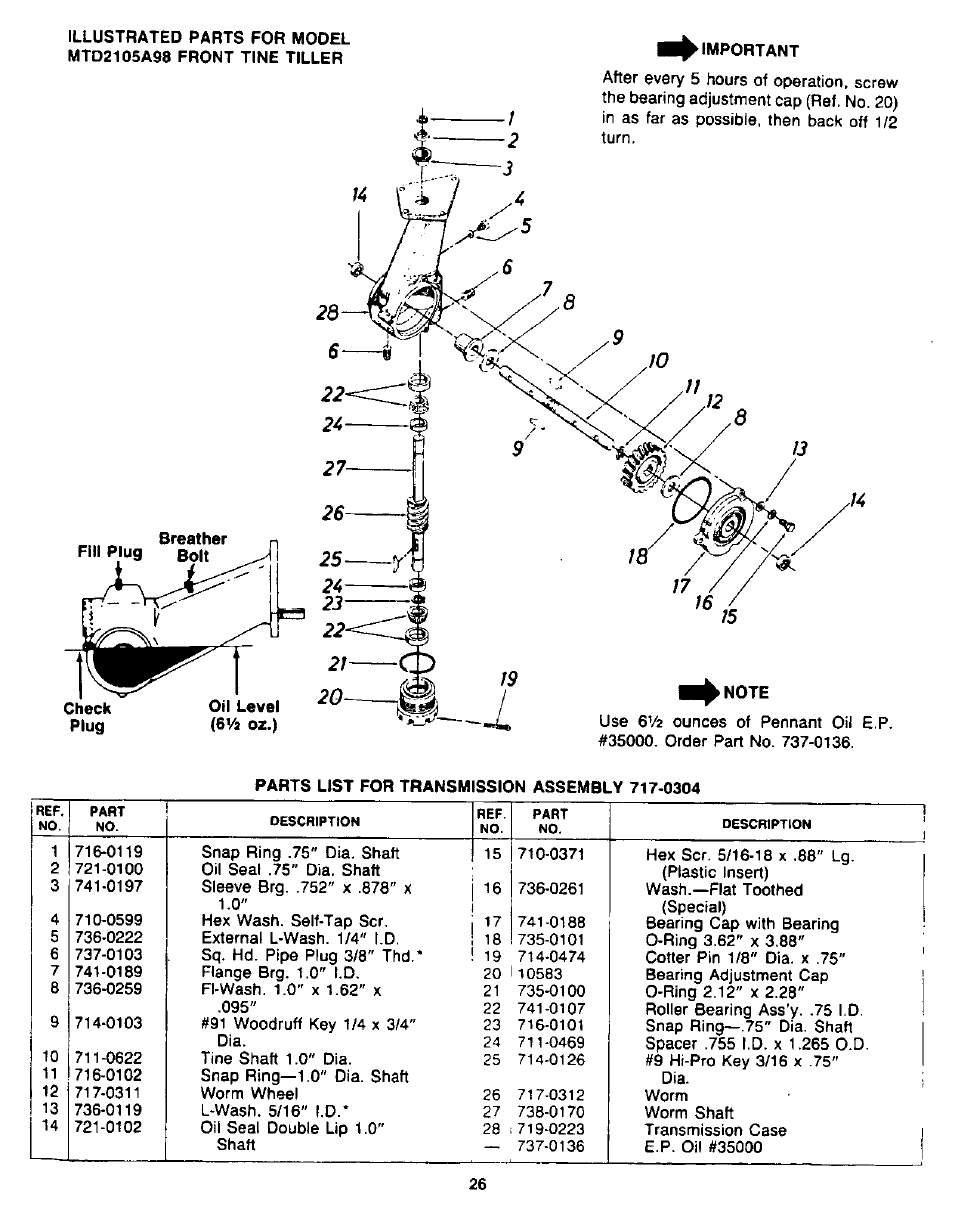 MTD 94-2105-B User Manual | Page 26 / 32